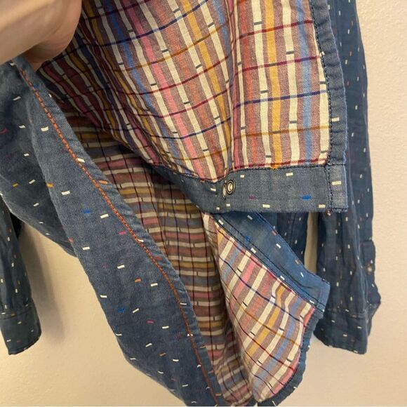 Carbon 2 Cobalt Button Down Shirt Cotton Woven 2 Ply Confetti Sprinkle Blue XXL - Picture 8 of 10